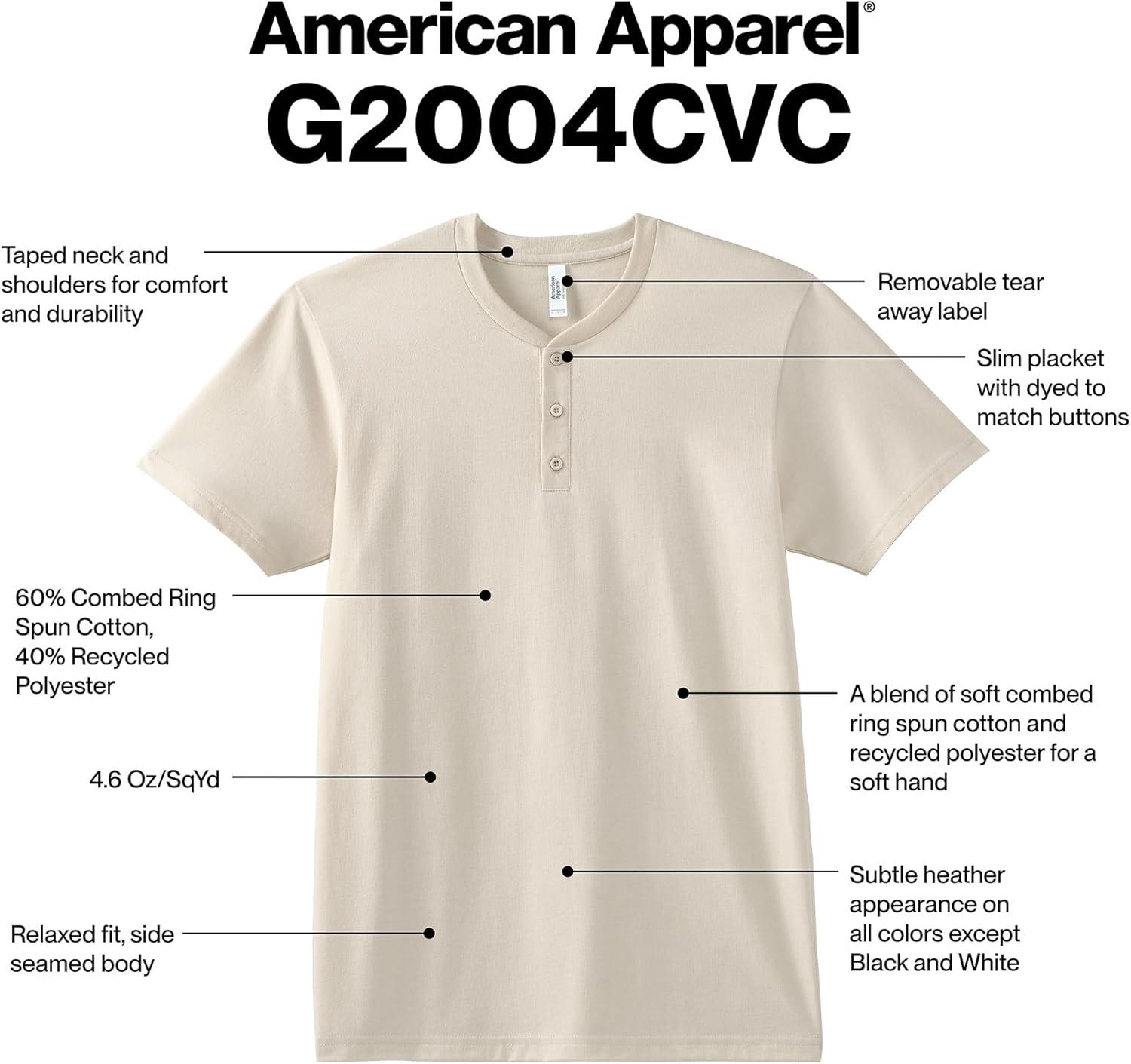 imageAmerican Apparel Adult CVC Henley Style G2004CVC Tshirt 2PackBlack 2pack