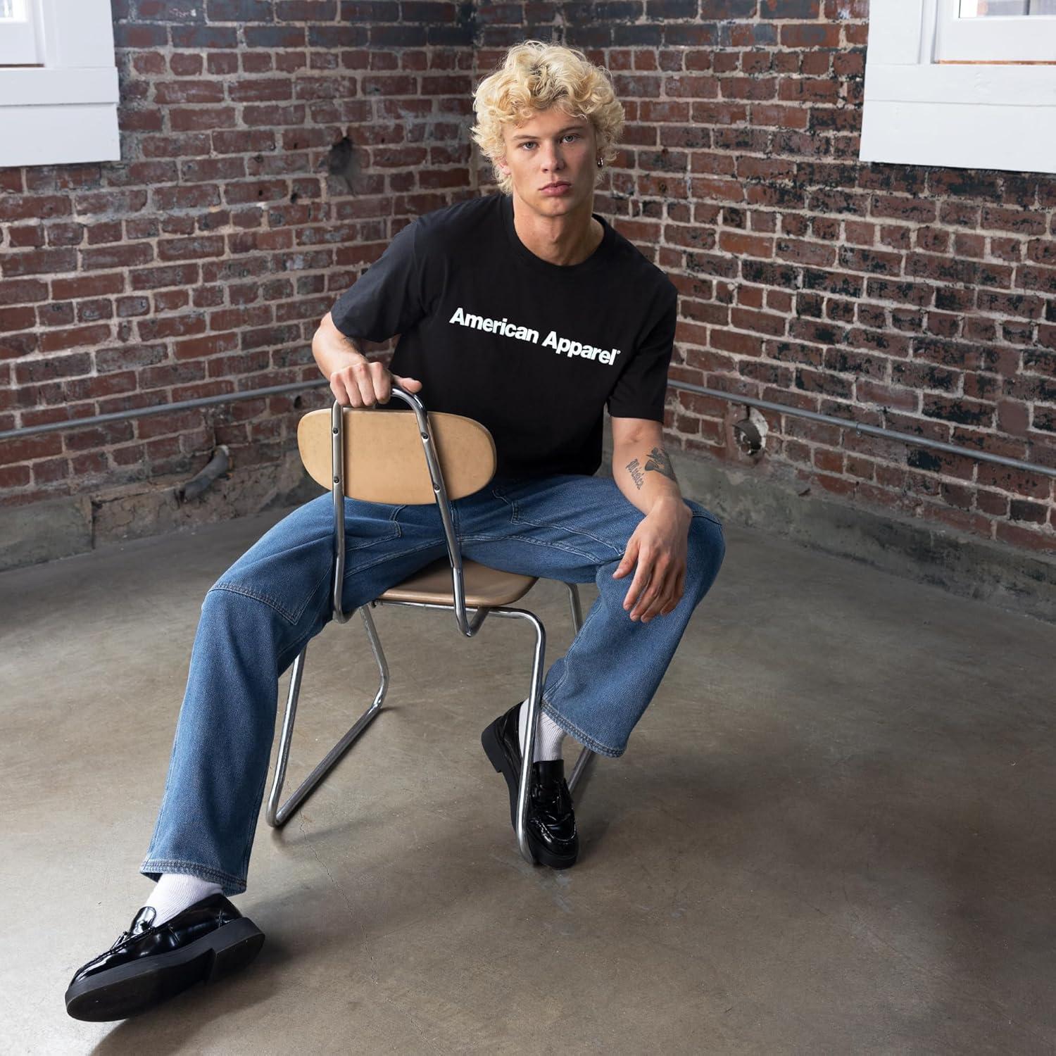 imageAmerican Apparel Adult Fine Jersey TShirt Style G2001 MultipackBlack White Logo Center Print 1pack