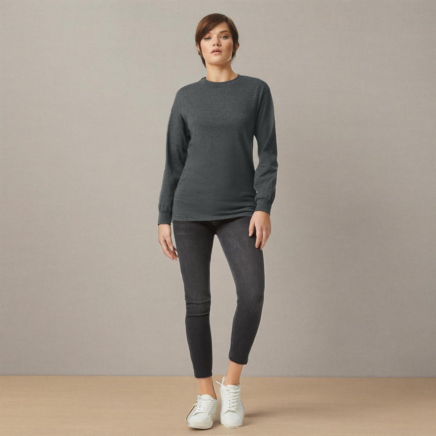 imageAmerican Apparel Adult Heavyweight Cotton Long Sleeve Style G1304 Tshirt 2PackHeather Charcoal 2pack