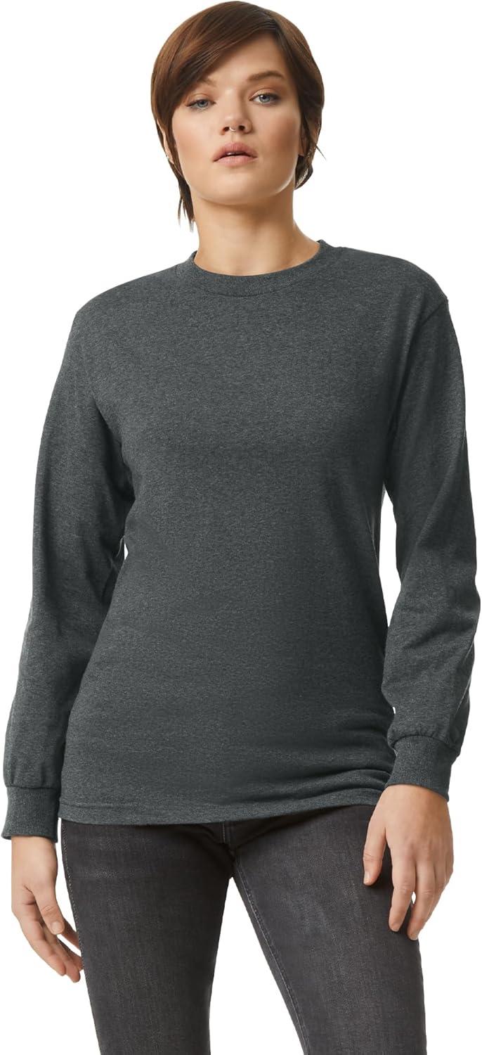 imageAmerican Apparel Adult Heavyweight Cotton Long Sleeve Style G1304 Tshirt 2PackHeather Charcoal 2pack