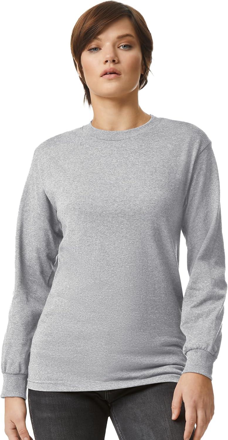 imageAmerican Apparel Adult Heavyweight Cotton Long Sleeve Style G1304 Tshirt 2PackHeather Grey 2pack
