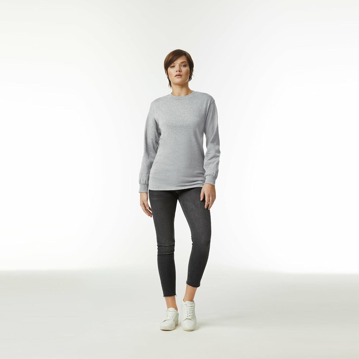 imageAmerican Apparel Adult Heavyweight Cotton Long Sleeve Style G1304 Tshirt 2PackHeather Grey 2pack