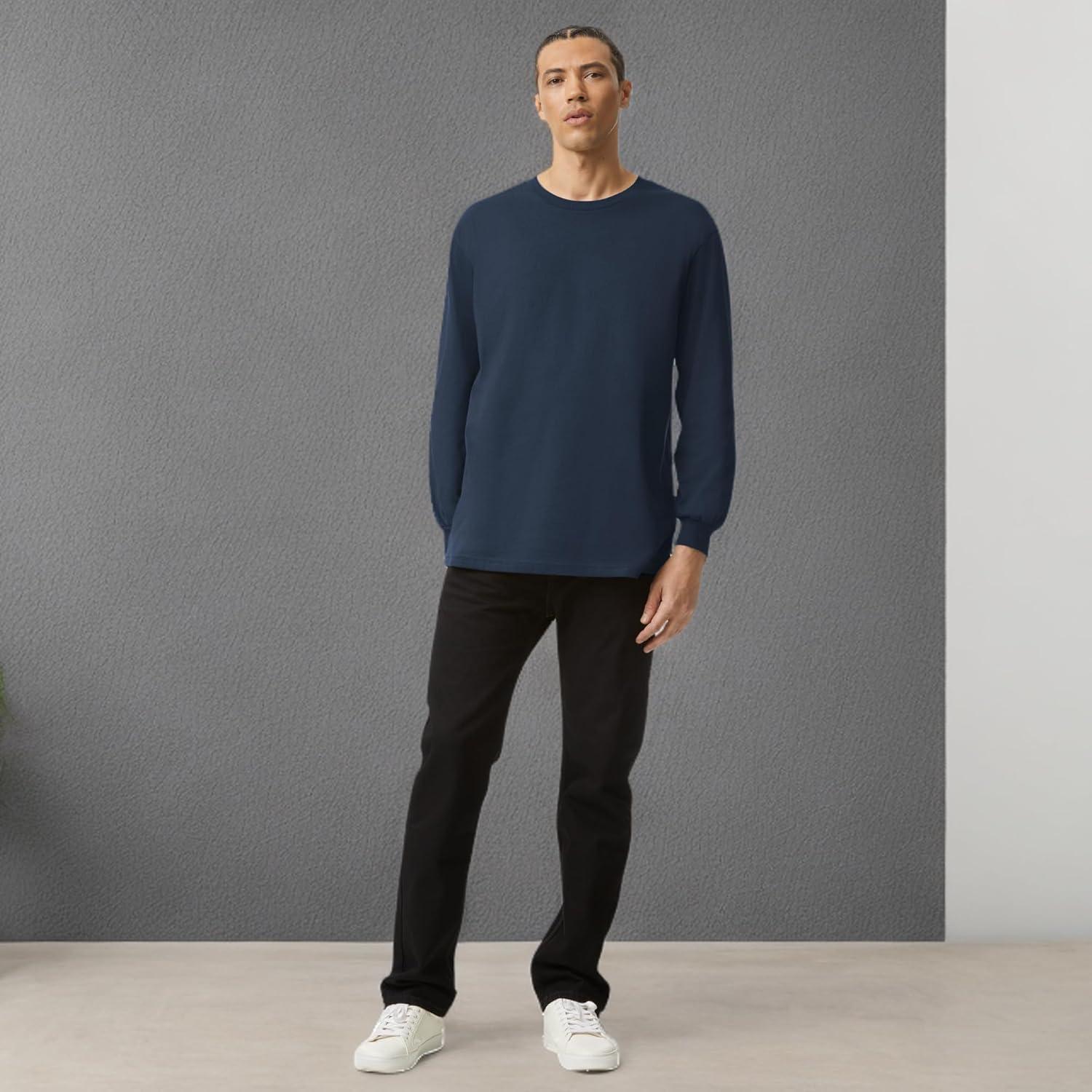 imageAmerican Apparel Adult Heavyweight Cotton Long Sleeve Style G1304 Tshirt 2PackTrue Navy 2pack