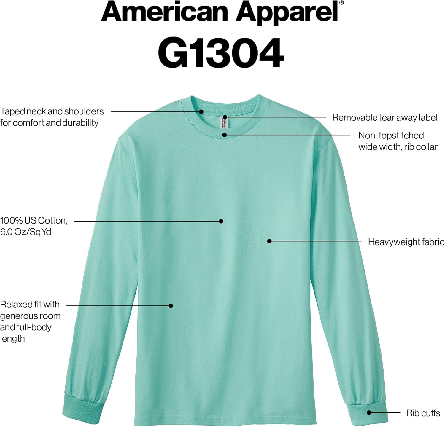 imageAmerican Apparel Adult Heavyweight Cotton Long Sleeve Style G1304 Tshirt 2PackWhite 2pack