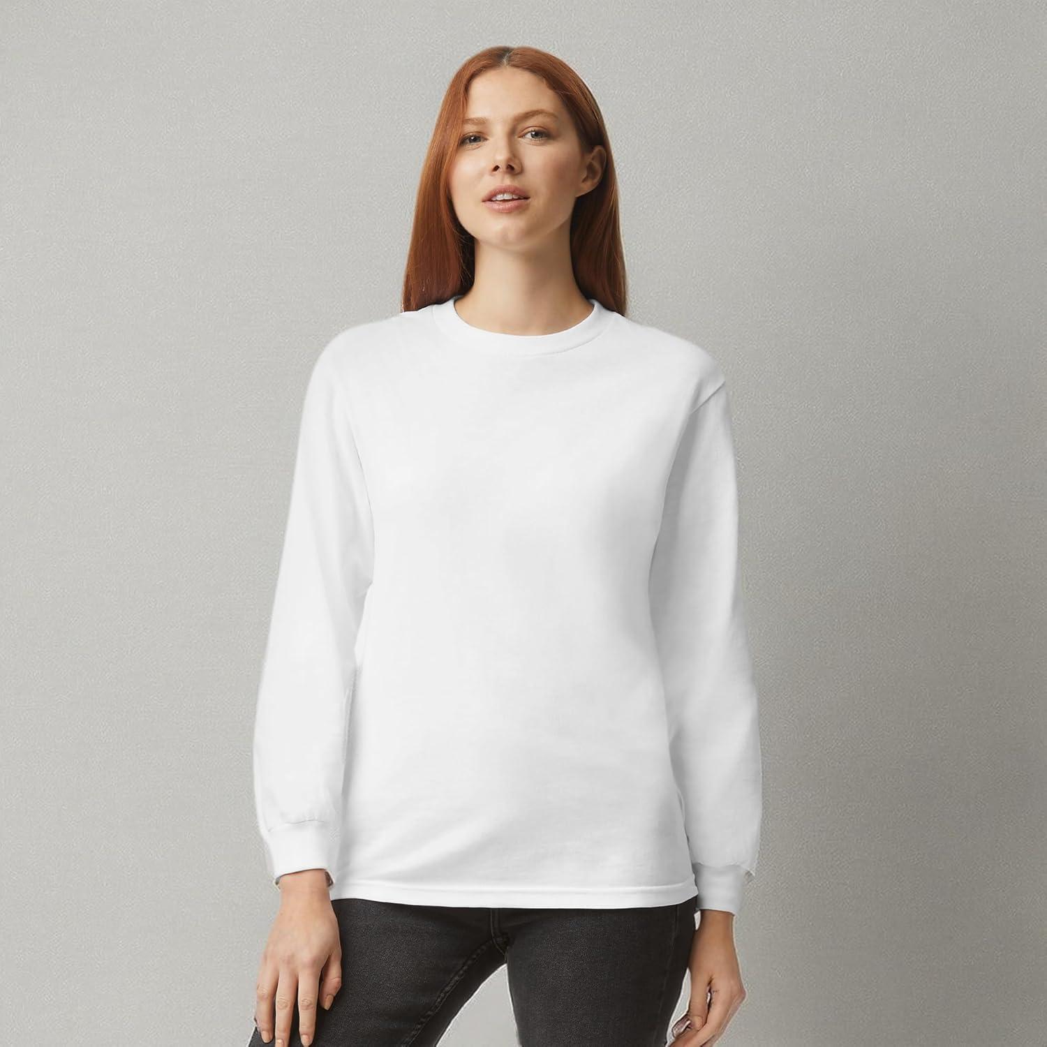 imageAmerican Apparel Adult Heavyweight Cotton Long Sleeve Style G1304 Tshirt 2PackWhite 2pack