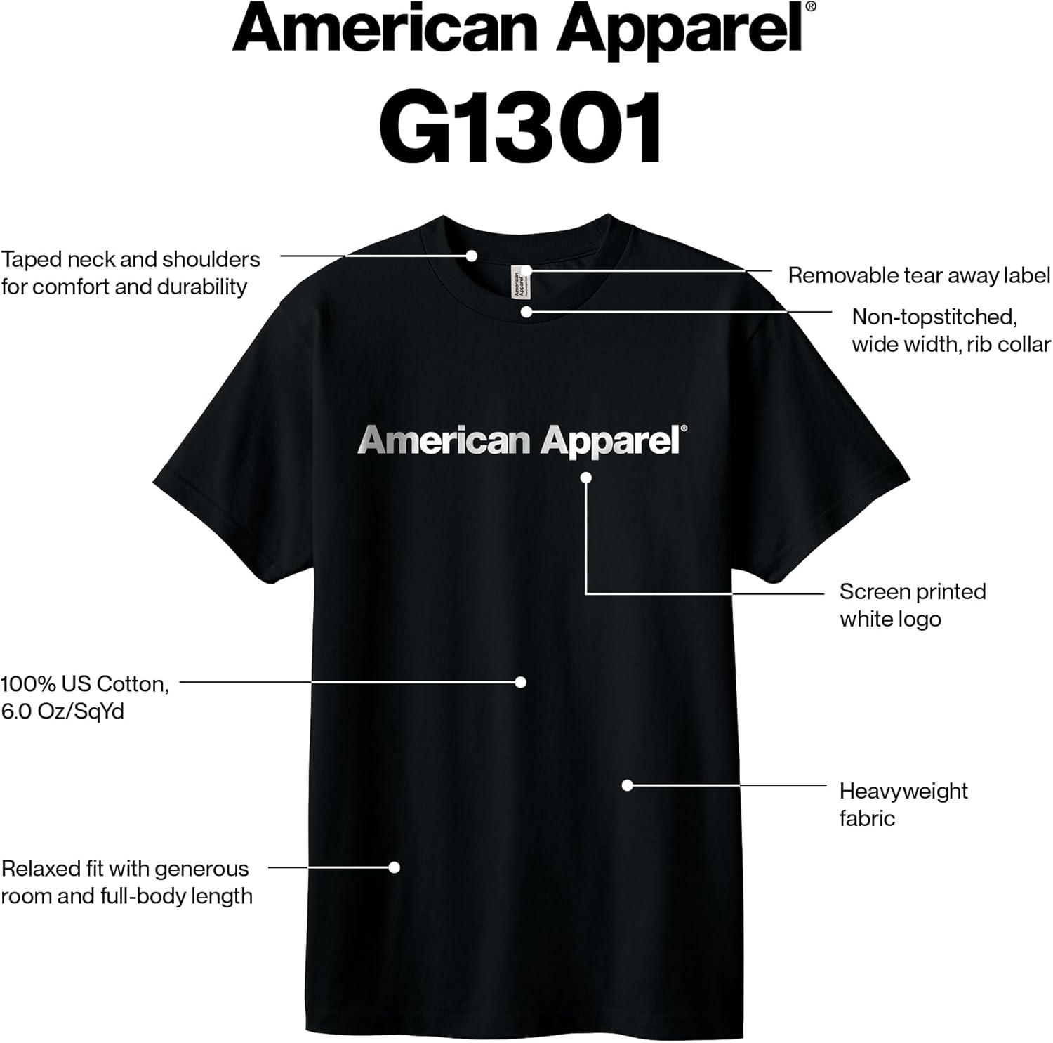 imageAmerican Apparel Adult Heavyweight Cotton Style G1301G1301GD Tshirt MultipackBlack White Logo Center Print 1pack