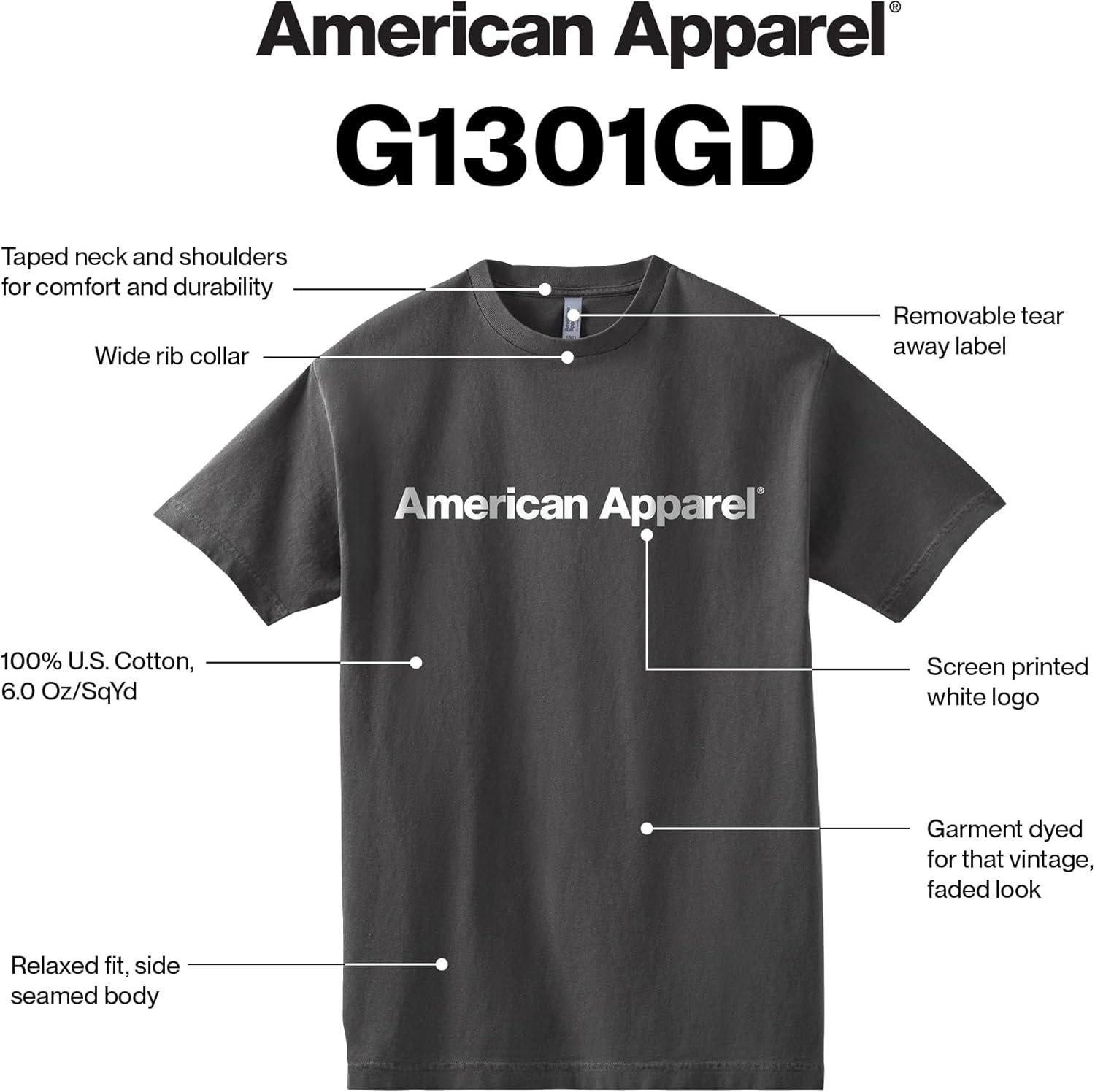 imageAmerican Apparel Adult Heavyweight Cotton Style G1301G1301GD Tshirt MultipackFaded Black White Logo Center Print 1pack