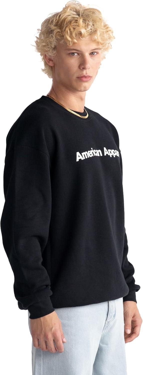 imageAmerican Apparel Adult ReFlex GRF496AA Fleece Crewneck SweatshirtBlack White Logo Center Print 1pack