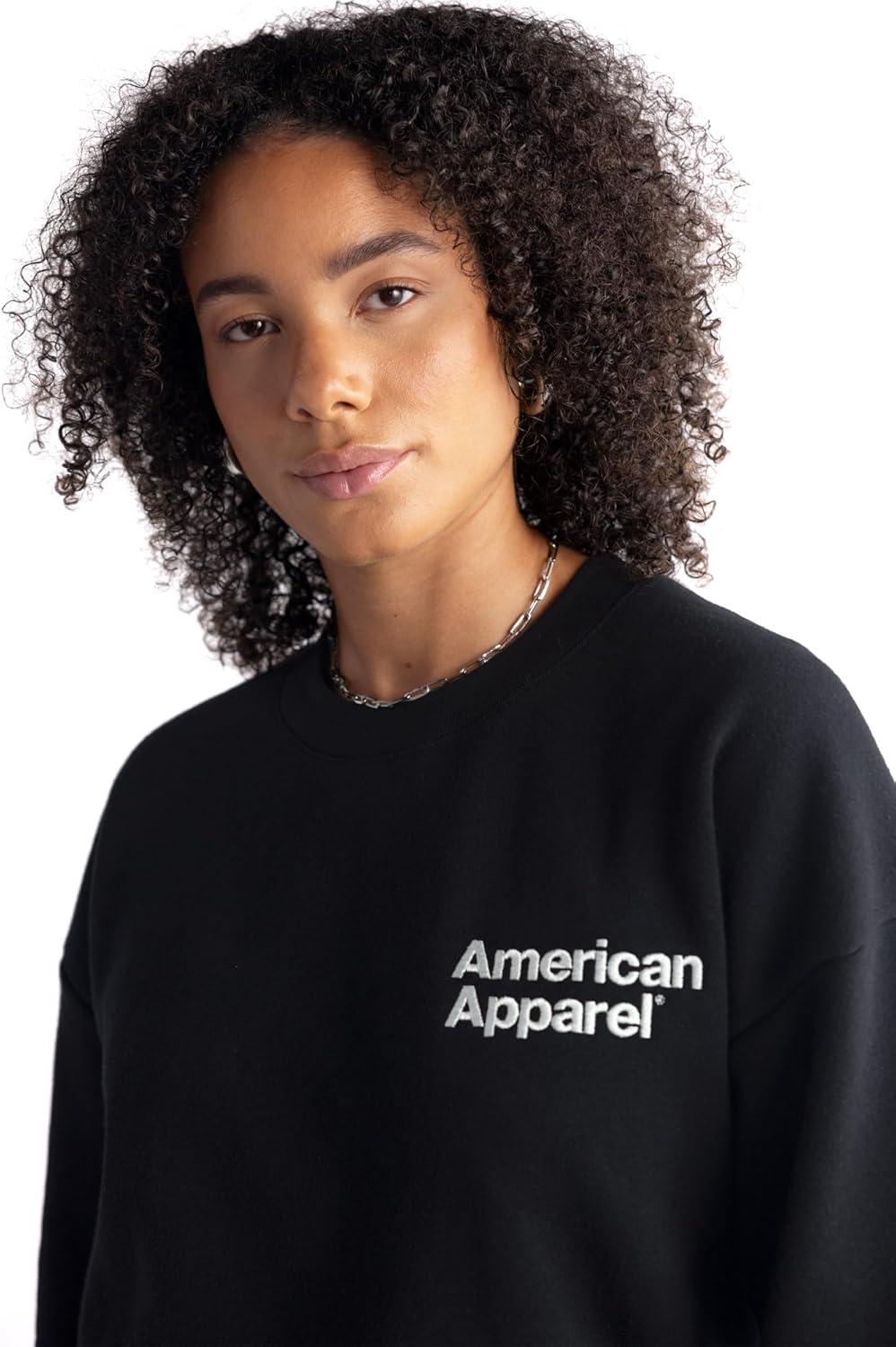 imageAmerican Apparel Adult ReFlex GRF496AA Fleece Crewneck SweatshirtBlack White Logo Left Embroidered 1pack