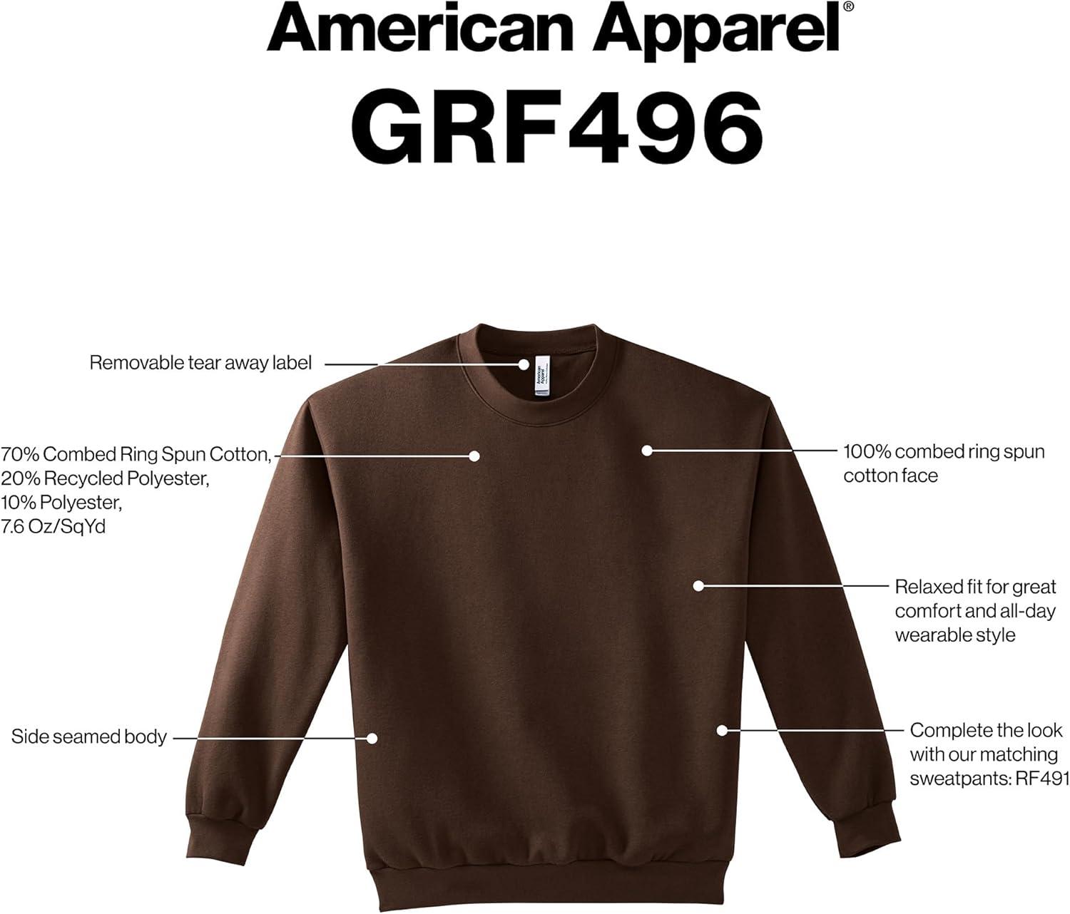 imageAmerican Apparel Adult ReFlex GRF496AA Fleece Crewneck SweatshirtWhite