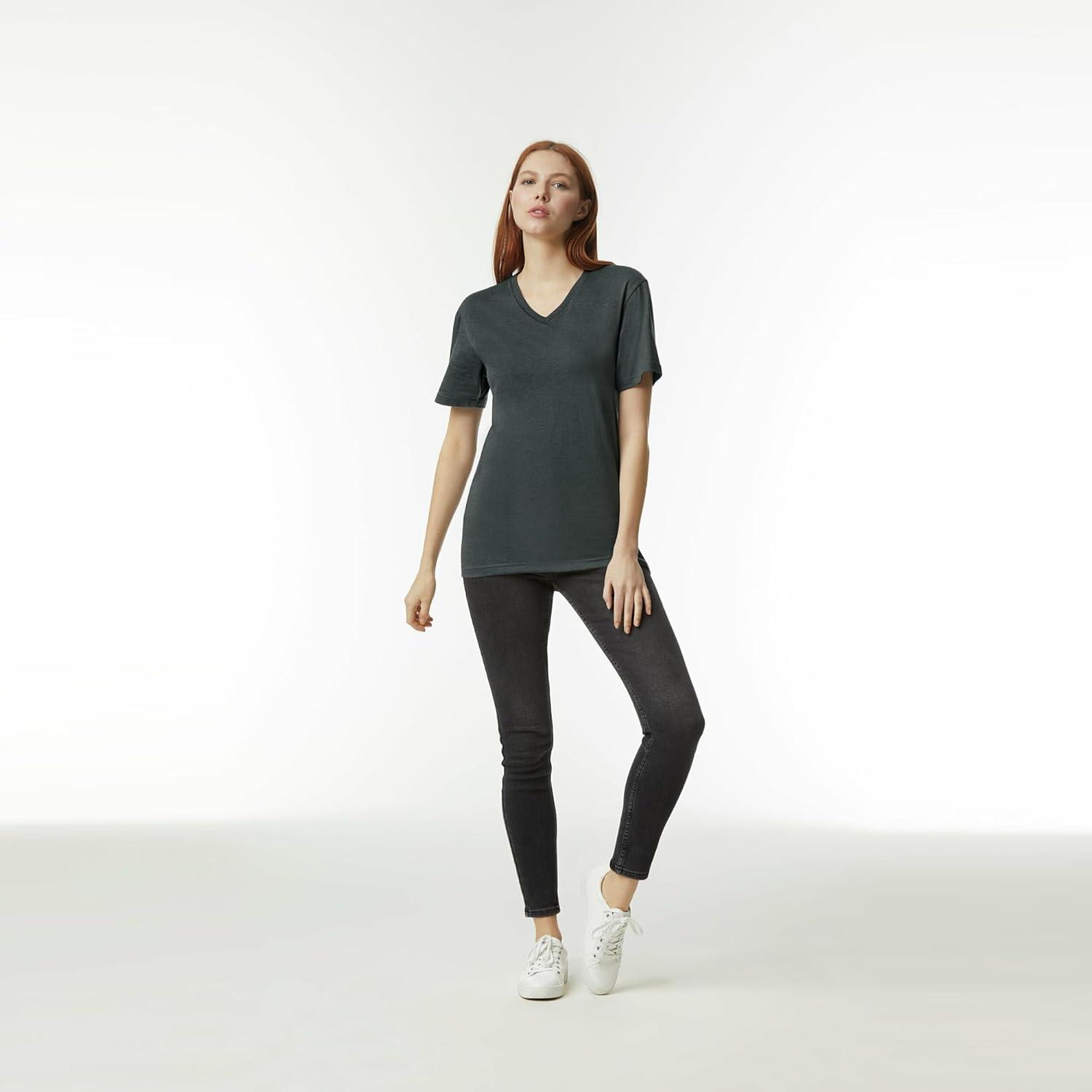 imageAmerican Apparel UnisexAdult CVC VNeck TShirt Style G2006cvc 2PackHeather Charcoal 2pack