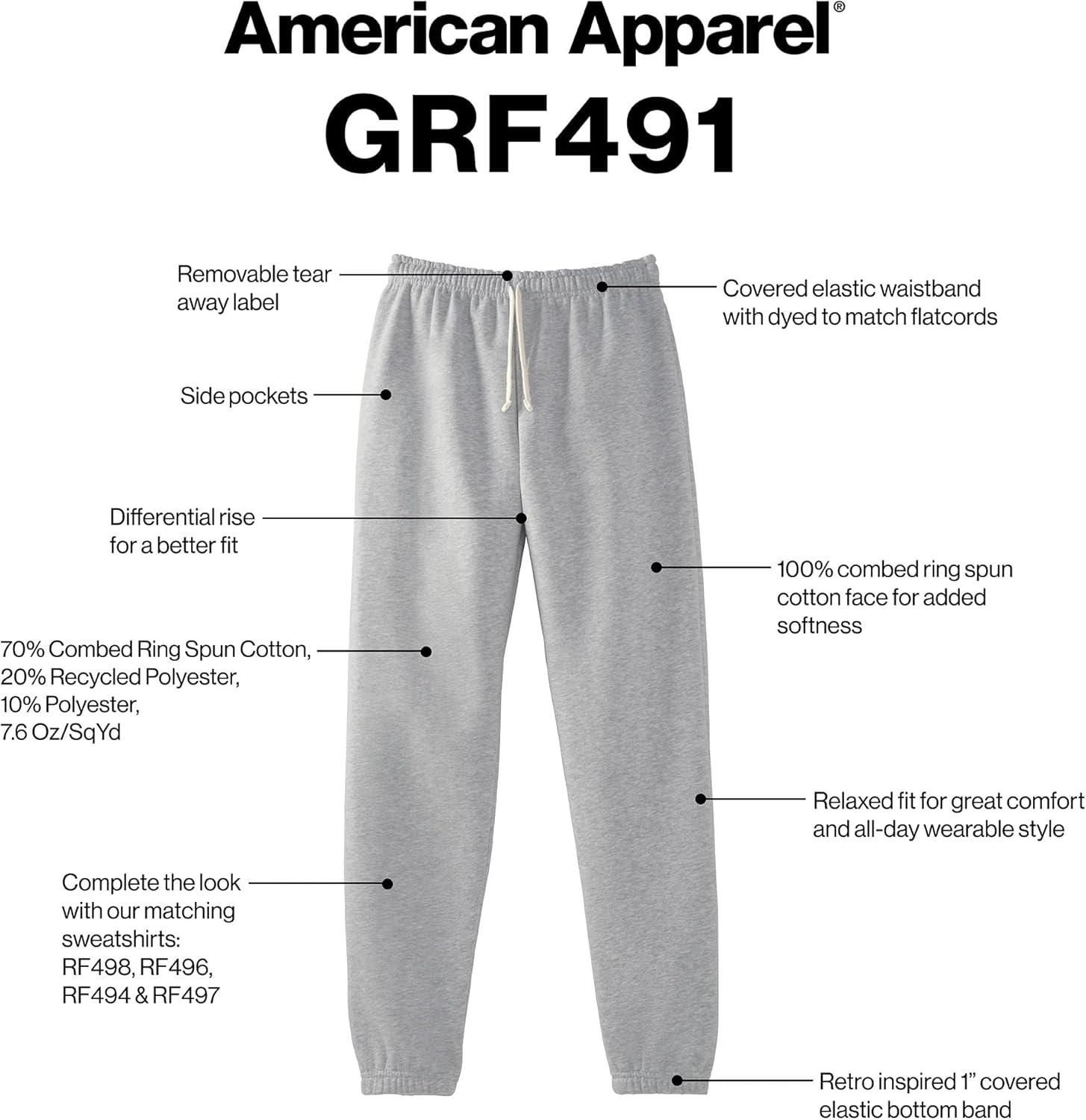 imageAmerican Apparel UnisexAdult Reflex Fleece Sweatpants Grf491aaHeather Grey