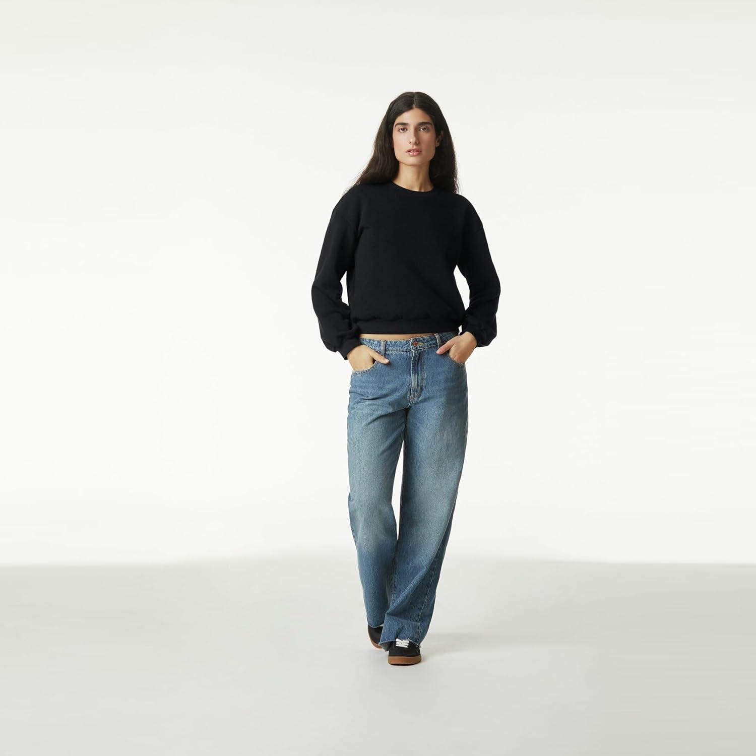 imageAmerican Apparel Womens ReFlex GRF494AA Fleece Crewneck SweatshirtBlack