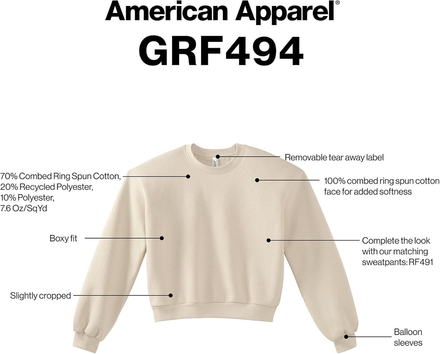 imageAmerican Apparel Womens ReFlex GRF494AA Fleece Crewneck SweatshirtHeather Grey