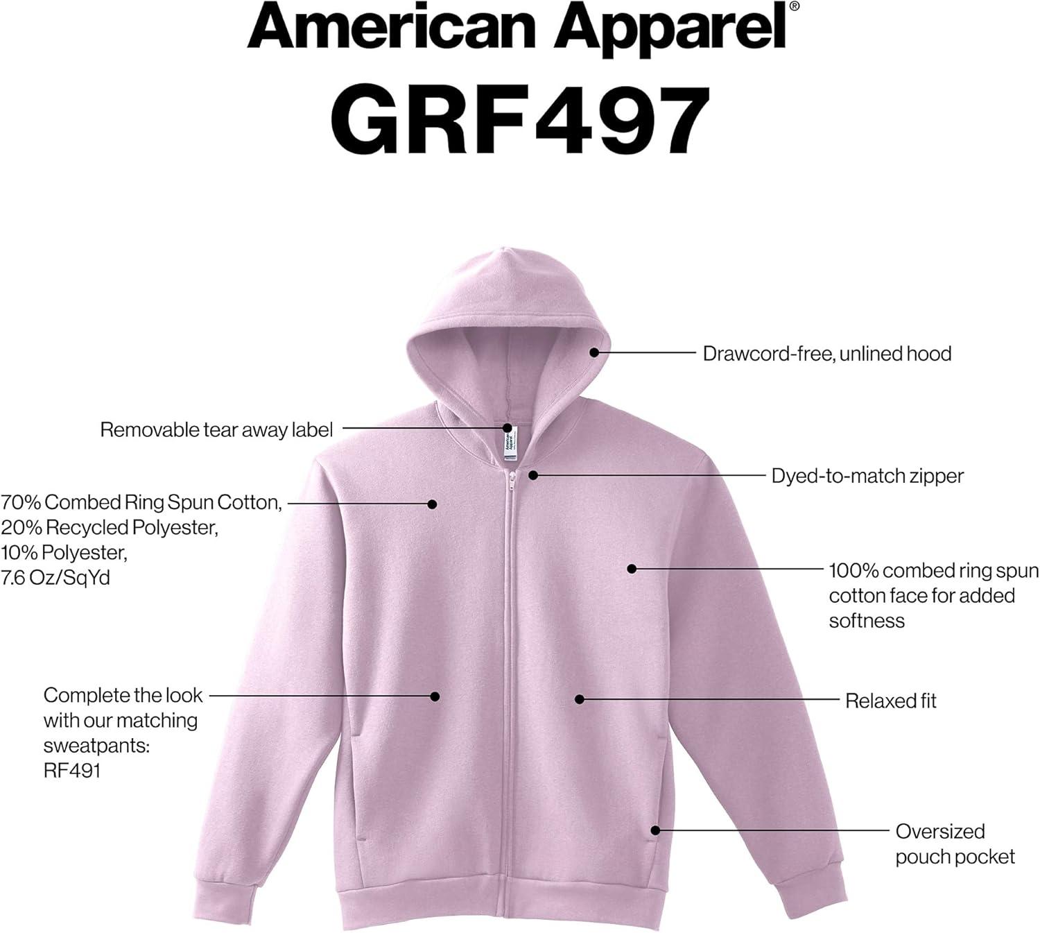 imageAmerican Apparel unisexadult Reflex Fleece Full Zip Hoodie Sweatshirt Grf497aaBlack
