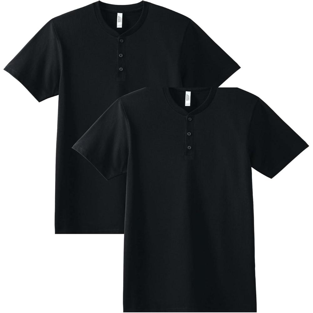 imageAmerican Apparel Adult CVC Henley Style G2004CVC Tshirt 2PackBlack 2pack