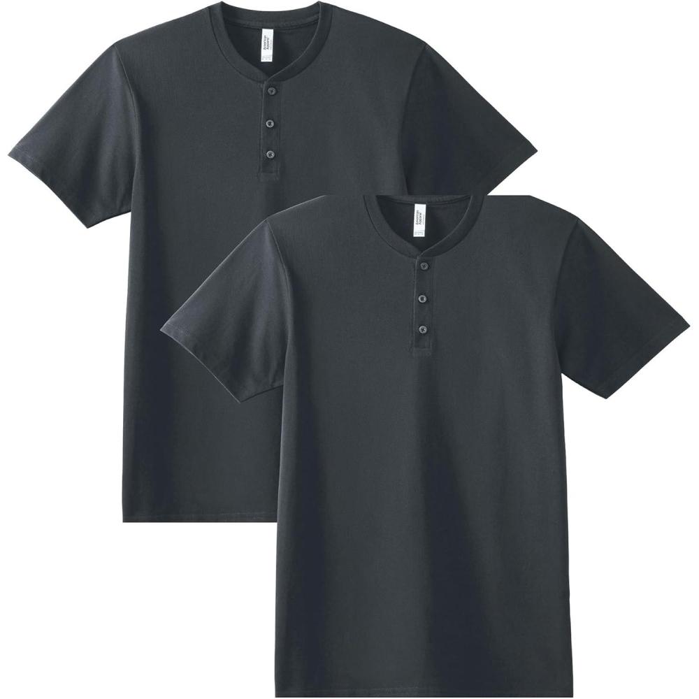 imageAmerican Apparel Adult CVC Henley Style G2004CVC Tshirt 2PackHeather Charcoal 2pack