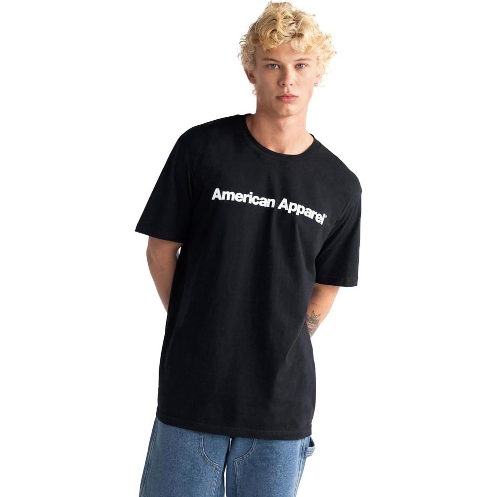 imageAmerican Apparel Adult Fine Jersey TShirt Style G2001 MultipackBlack White Logo Center Print 1pack