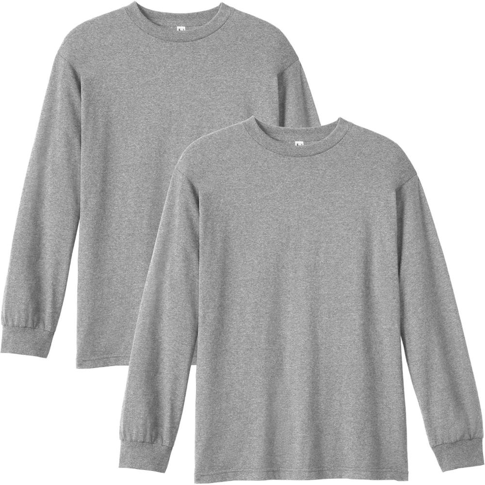 imageAmerican Apparel Adult Heavyweight Cotton Long Sleeve Style G1304 Tshirt 2PackHeather Grey 2pack