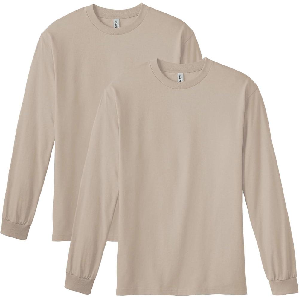 imageAmerican Apparel Adult Heavyweight Cotton Long Sleeve Style G1304 Tshirt 2PackSand 2pack