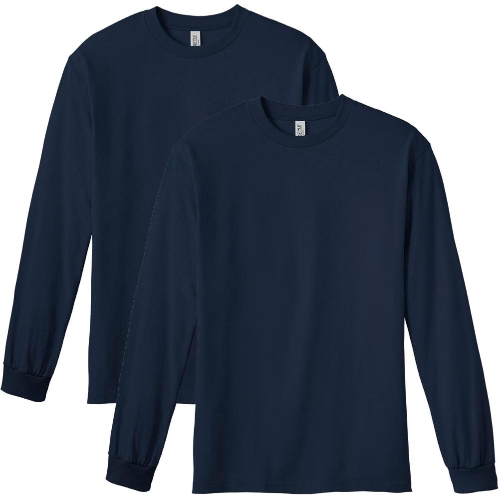 imageAmerican Apparel Adult Heavyweight Cotton Long Sleeve Style G1304 Tshirt 2PackTrue Navy 2pack