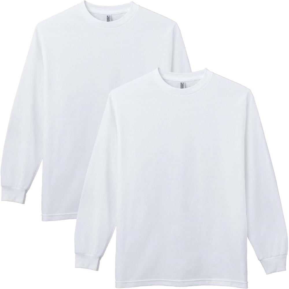 imageAmerican Apparel Adult Heavyweight Cotton Long Sleeve Style G1304 Tshirt 2PackWhite 2pack