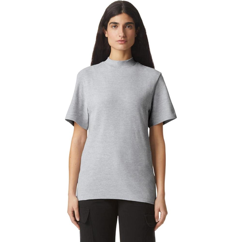 imageAmerican Apparel Adult Pique Mockneck Style G1PQ TshirtHeather Grey