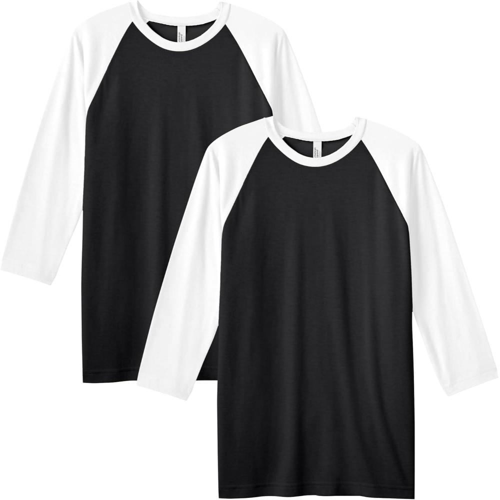 imageAmerican Apparel UnisexAdult CVC Raglan TShirt Style G2003cvc 2PackBlackWhite 2pack