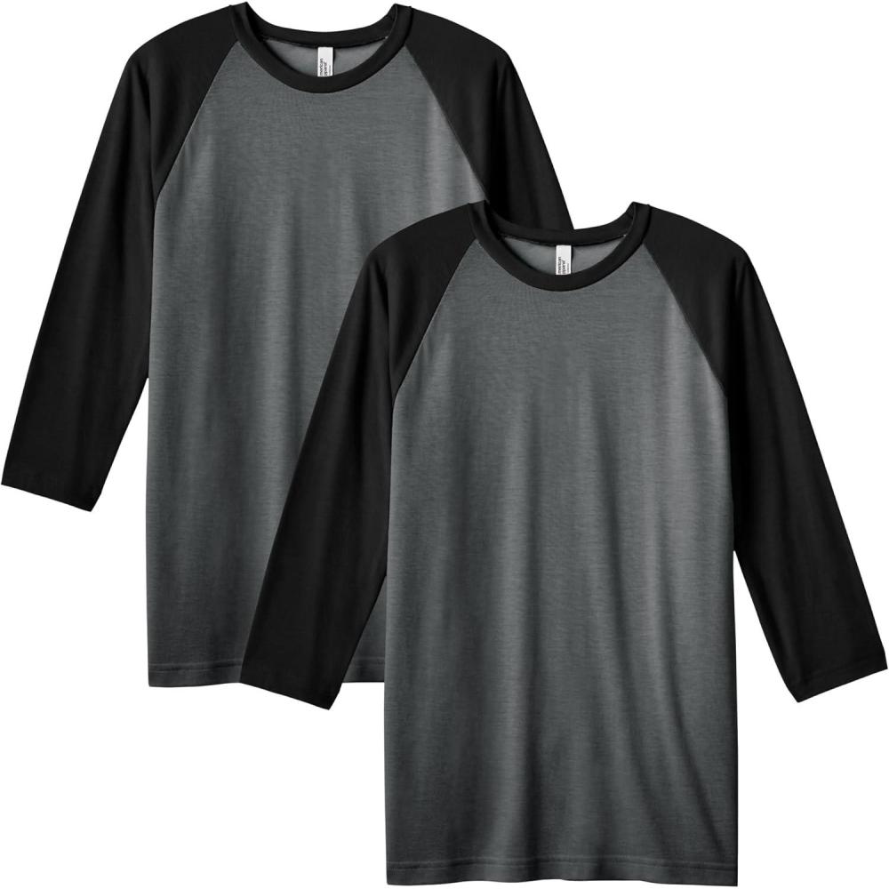 imageAmerican Apparel UnisexAdult CVC Raglan TShirt Style G2003cvc 2PackHeather CharcoalBlack 2pack