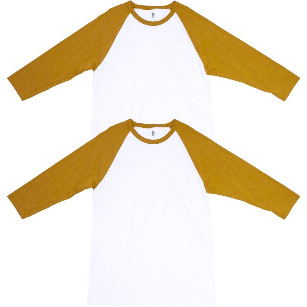 imageAmerican Apparel UnisexAdult CVC Raglan TShirt Style G2003cvc 2PackWhiteHeather Mustard 2pack