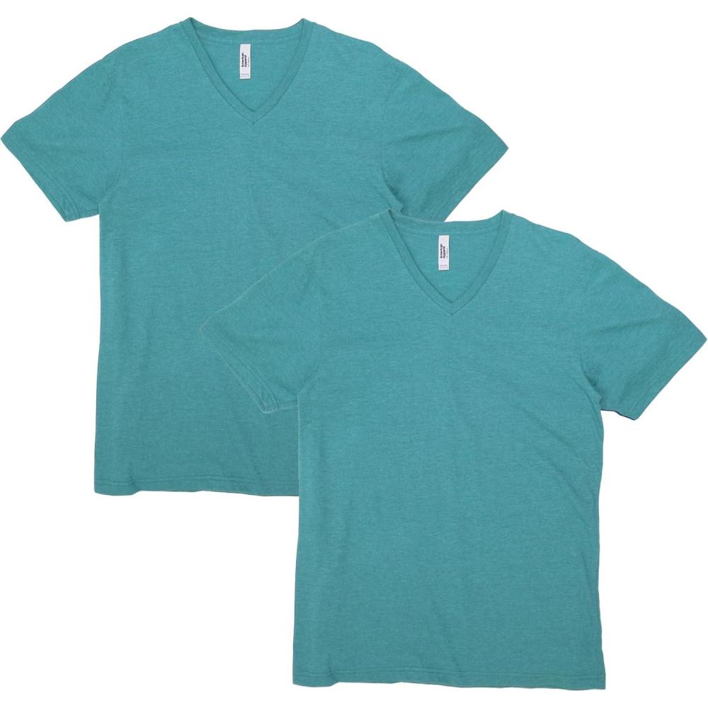 imageAmerican Apparel UnisexAdult CVC VNeck TShirt Style G2006cvc 2PackHeather Arctic 2pack