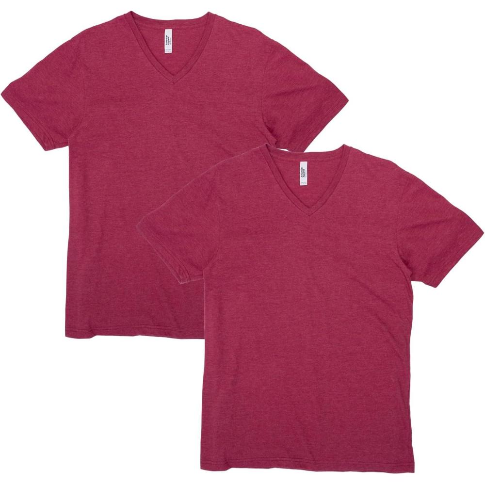 imageAmerican Apparel UnisexAdult CVC VNeck TShirt Style G2006cvc 2PackHeather Cardinal 2pack