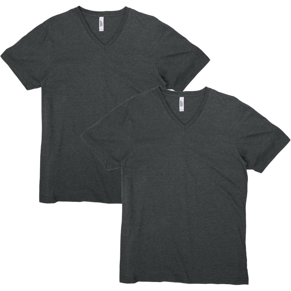 imageAmerican Apparel UnisexAdult CVC VNeck TShirt Style G2006cvc 2PackHeather Charcoal 2pack
