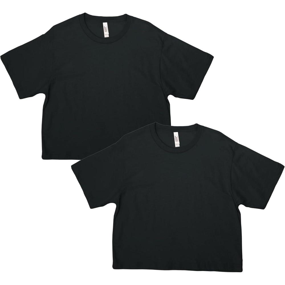 imageAmerican Apparel Womens Fine Jersey Boxy Style G102 TShirt 2PackBlack 2pack