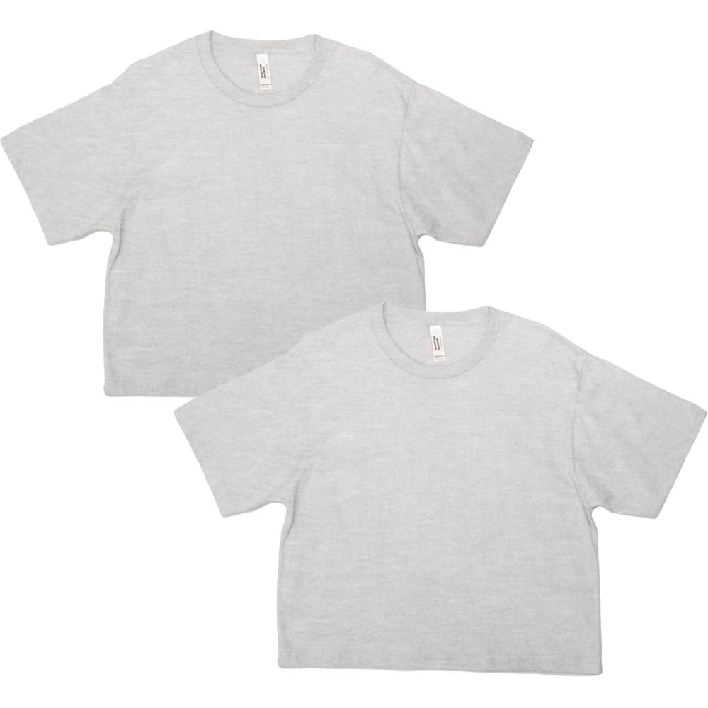 imageAmerican Apparel Womens Fine Jersey Boxy Style G102 TShirt 2PackHeather Grey 2pack
