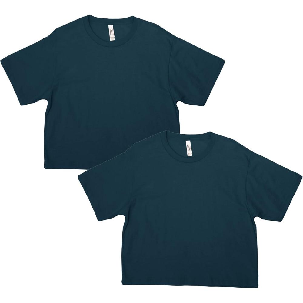 imageAmerican Apparel Womens Fine Jersey Boxy Style G102 TShirt 2PackSea Blue 2pack