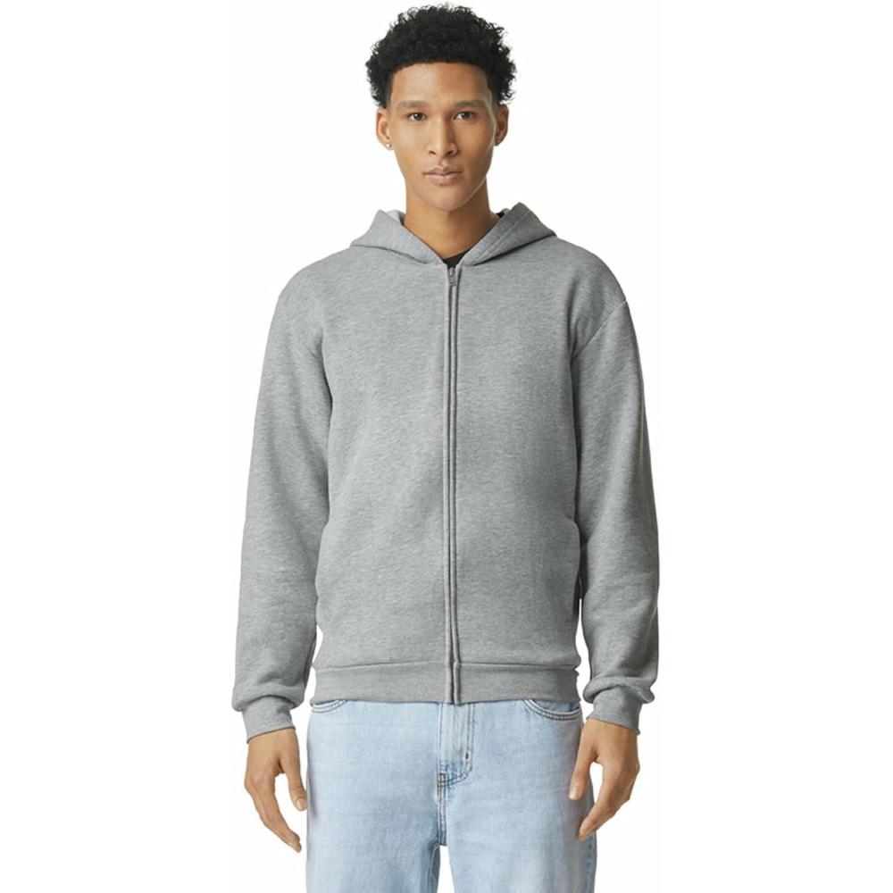 imageAmerican Apparel unisexadult Reflex Fleece Full Zip Hoodie Sweatshirt Grf497aaHeather Grey