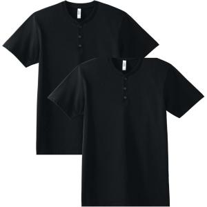 American Apparel Adult CVC Henley Style G2004CVC T-shirt ( 2-Pack)(Black (2-pack))