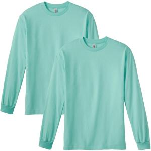 American Apparel Adult Heavyweight Cotton Long Sleeve Style G1304 T-shirt (2-Pack)(Celadon (2-pack))