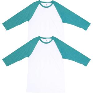 American Apparel Unisex-Adult CVC Raglan T-Shirt, Style G2003cvc, 2-Pack(White/Heather Arctic (2-pack))