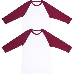 American Apparel Unisex-Adult CVC Raglan T-Shirt, Style G2003cvc, 2-Pack(White/Heather Cardinal (2-pack))