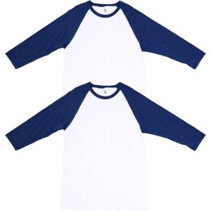American Apparel Unisex-Adult CVC Raglan T-Shirt, Style G2003cvc, 2-Pack(White/Heather Indigo (2-pack))