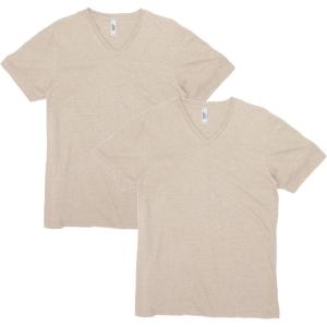 American Apparel Unisex-Adult CVC V-Neck T-Shirt, Style G2006cvc, 2-Pack(Heather Bone (2-pack))