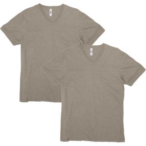 American Apparel Unisex-Adult CVC V-Neck T-Shirt, Style G2006cvc, 2-Pack(Heather Khaki (2-pack))