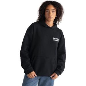 American Apparel unisex-adult Reflex Fleece Pullover Hoodie Sweatshirt, Grf498aa(Black – White Logo Left (Embroidered  1-pack))
