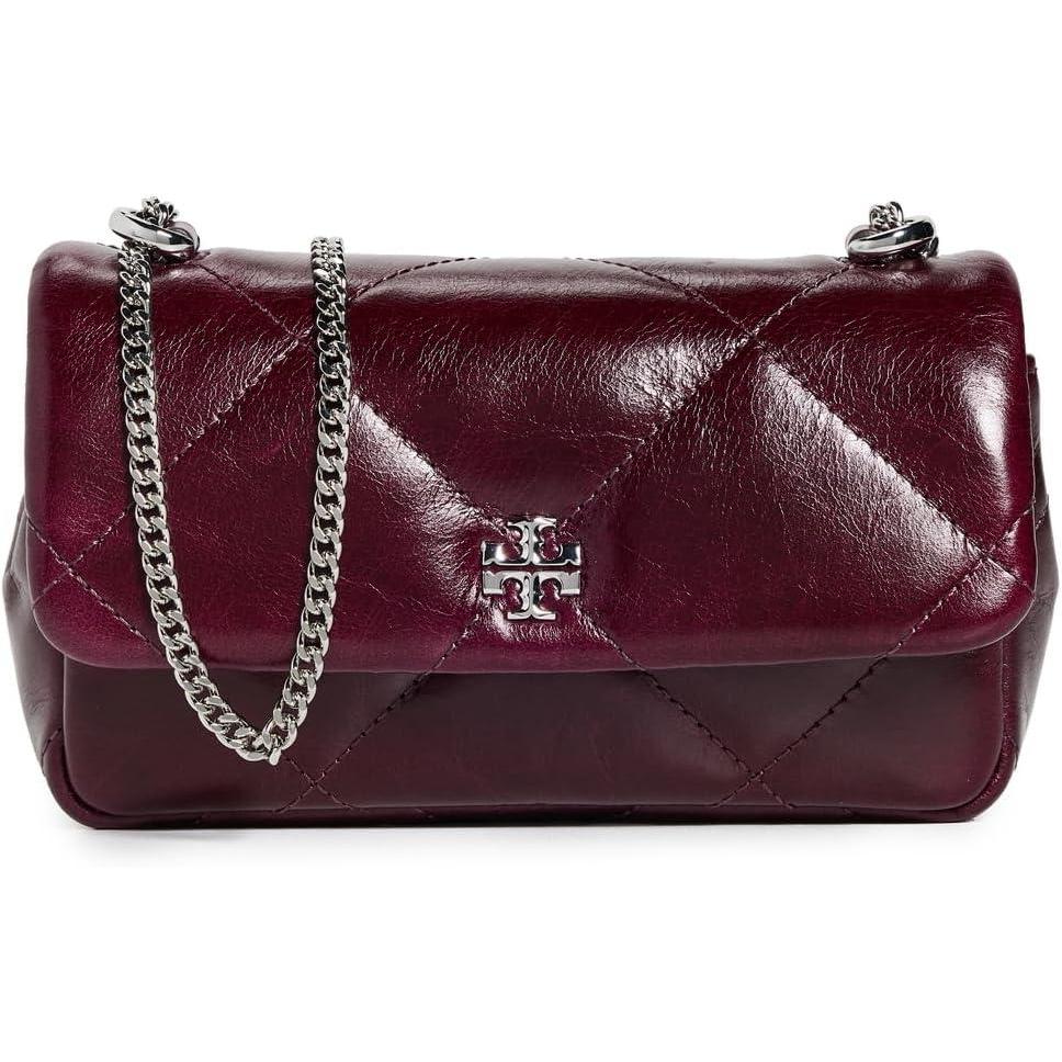 imageTory Burch Womens Kira Diamond Quilt Distressed Mini Flap BagDark Carmine
