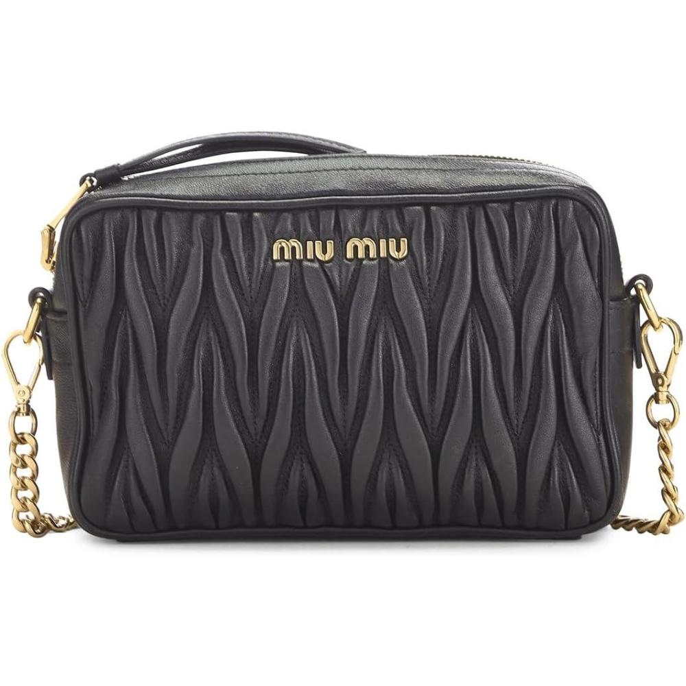 imageWHAT GOES AROUND COMES AROUND Womens PreLoved Miu Miu Nappa CrossbodyBlack