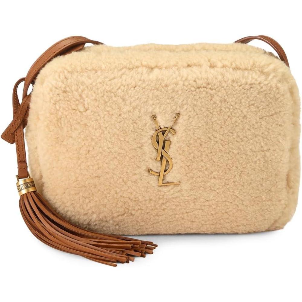 imageWHAT GOES AROUND COMES AROUND Womens PreLoved YSL Shearling Lou Camera BagBeige