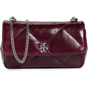 Tory Burch Women’s Kira Diamond Quilt Distressed Mini Flap Bag(Dark Carmine)