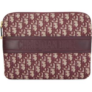 WHAT GOES AROUND COMES AROUND Women’s Pre-Loved Dior Oblique Jacquard Pouch(Burgundy)